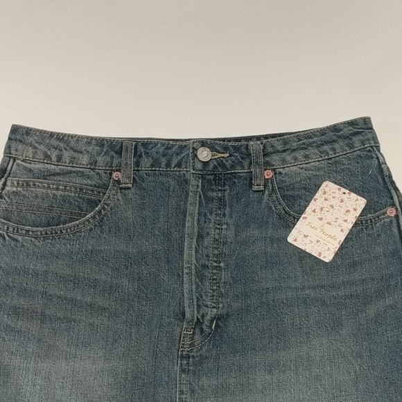 NWT Free People  Rugged Blue denim skirt, 30 - Picture 2 of 8